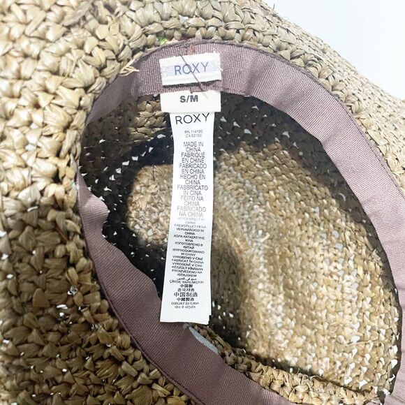 ROXY Brown Straw Sun Beach Festival Hat with Braided Colorful Band S / M Cowgirl - Picture 5 of 7